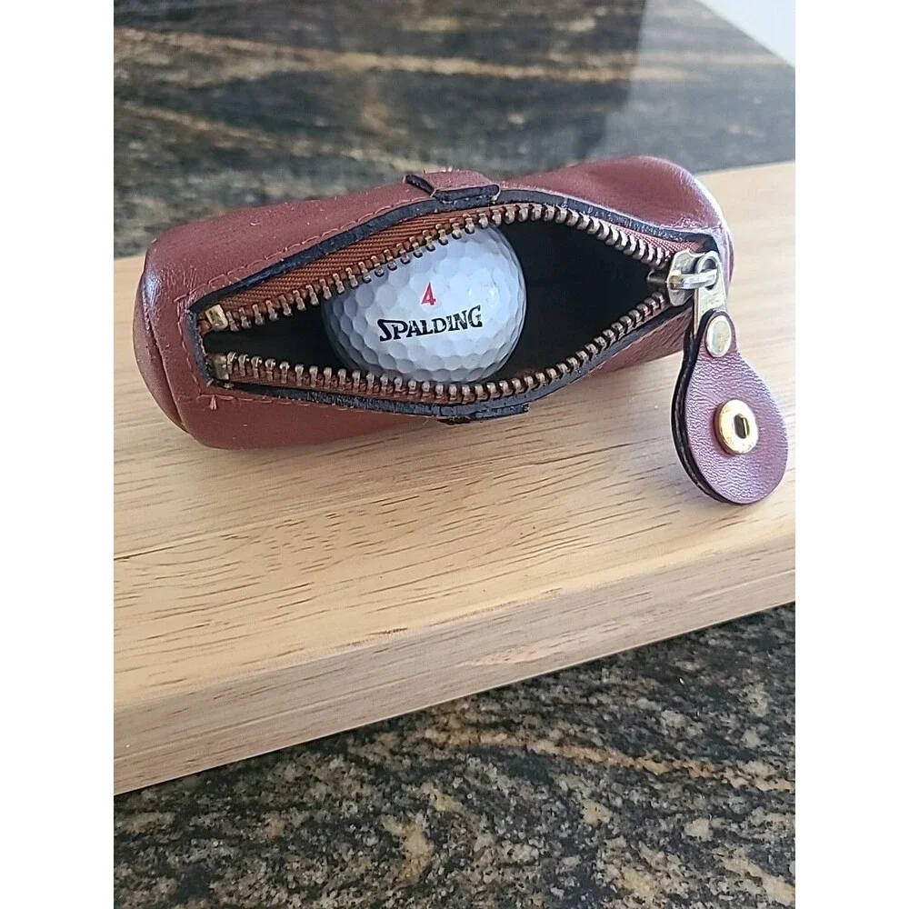 Brookstone Golfer's Leather Tool Tote Golf Balls Christmas Gift Preppy Caddy